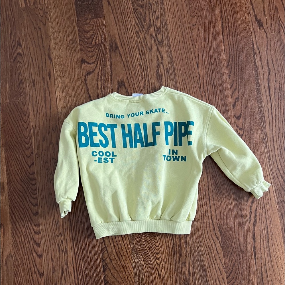 Zara boys skate sweatshirt in light green size 3-4 years - Picture 2 of 3